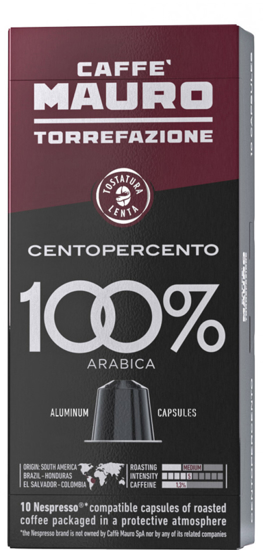 MAURO קפסולות לנספרסו Centopercento ערביקה 10 יחידות