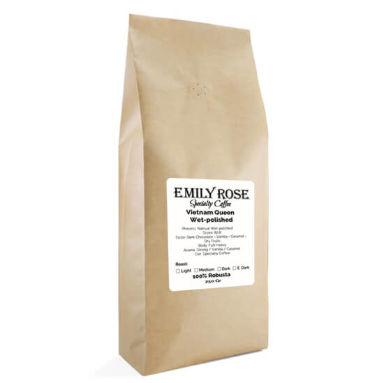 Emily Rose קפה קלוי טרי ויאטנם Queen wet polished רובוסטה 100%